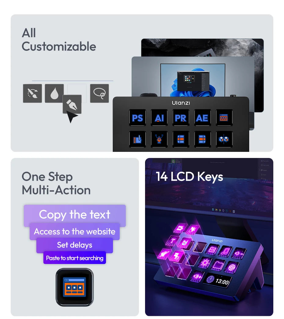Ulanzi D200/D200H/D200X Production Console and Studio Controller for Gaming/Office/Livestreaming/Content Creation Youtube Tiktok