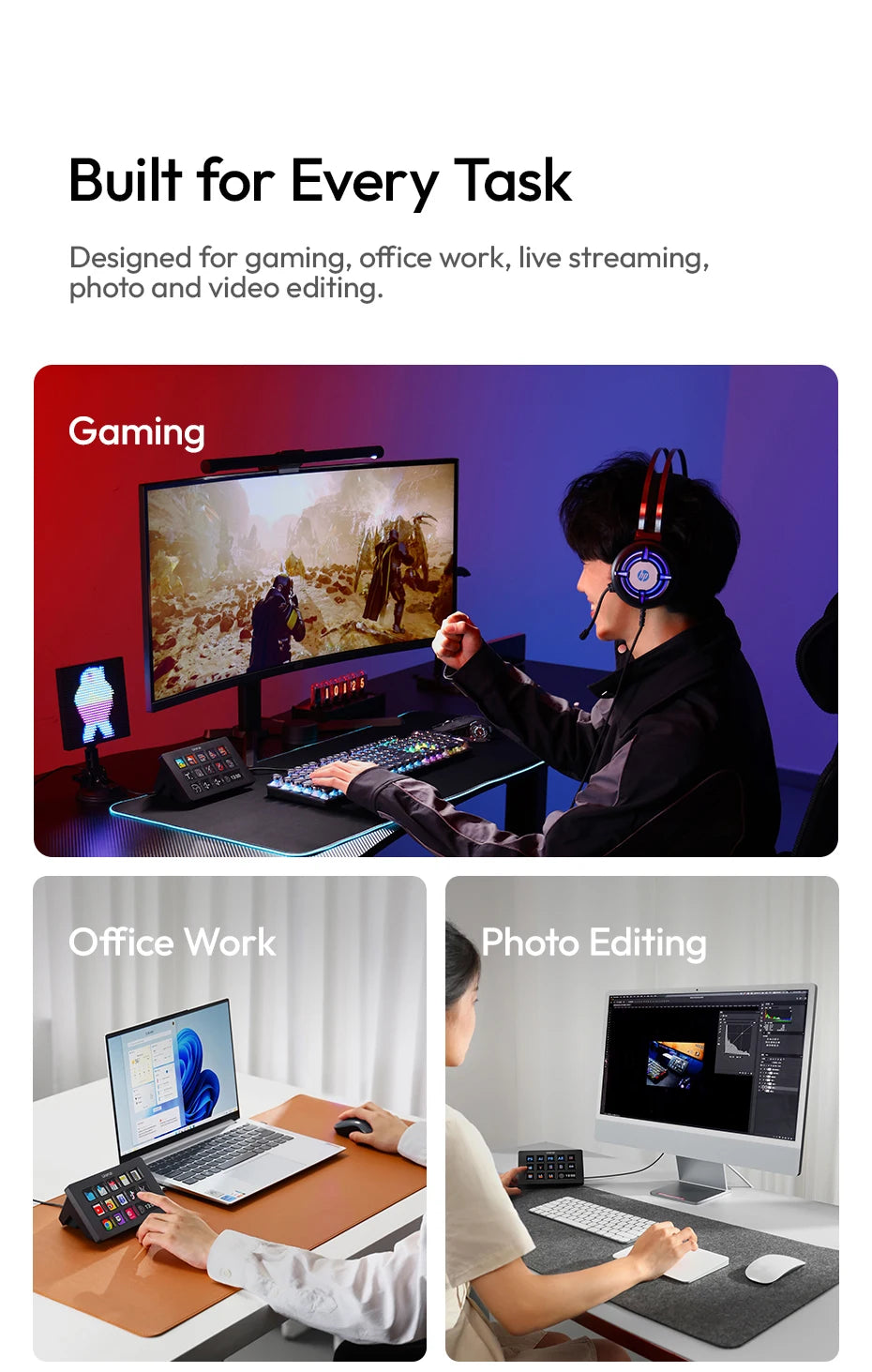 Ulanzi D200/D200H/D200X Production Console and Studio Controller for Gaming/Office/Livestreaming/Content Creation Youtube Tiktok