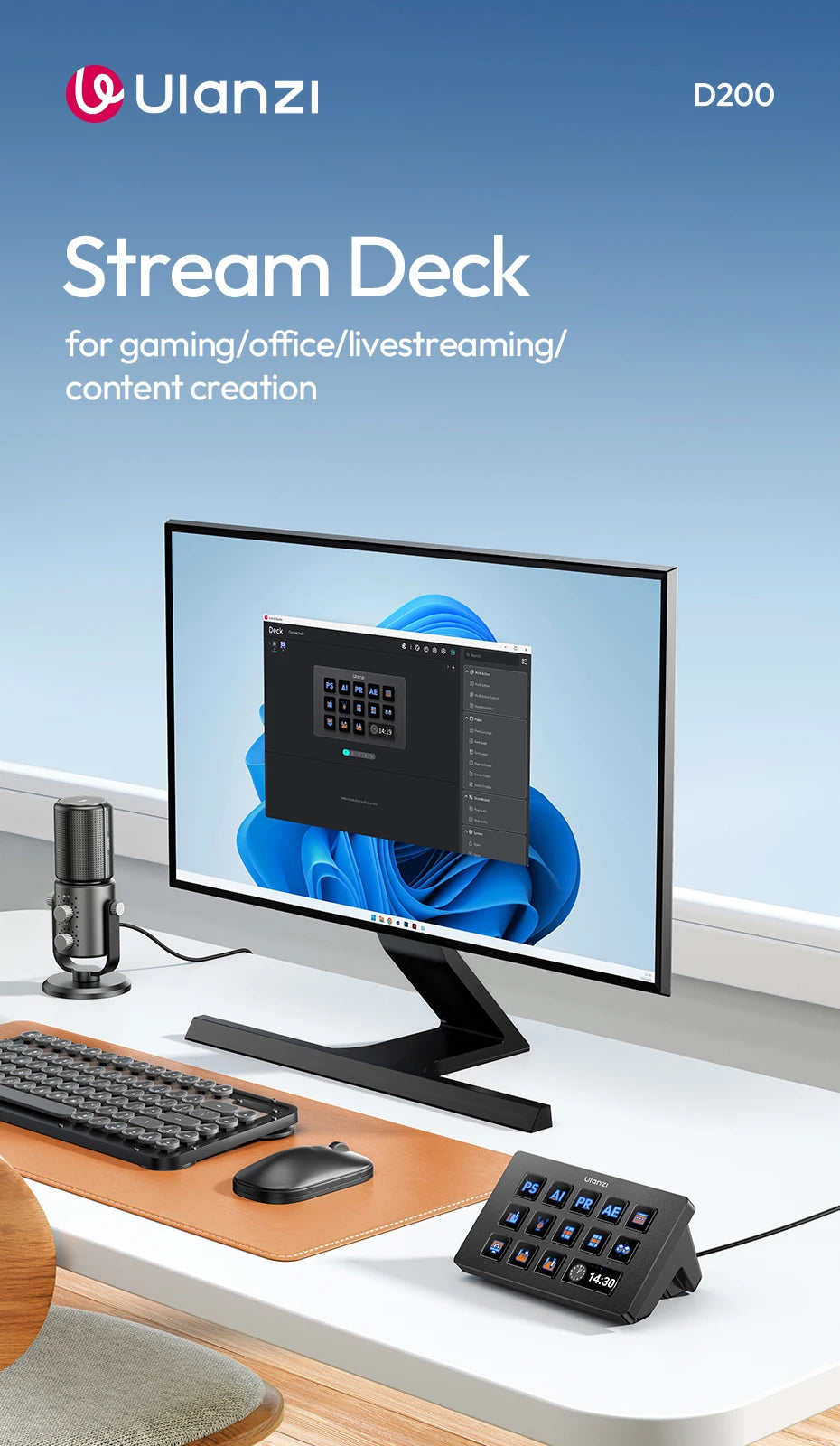 Ulanzi D200/D200H/D200X Production Console and Studio Controller for Gaming/Office/Livestreaming/Content Creation Youtube Tiktok