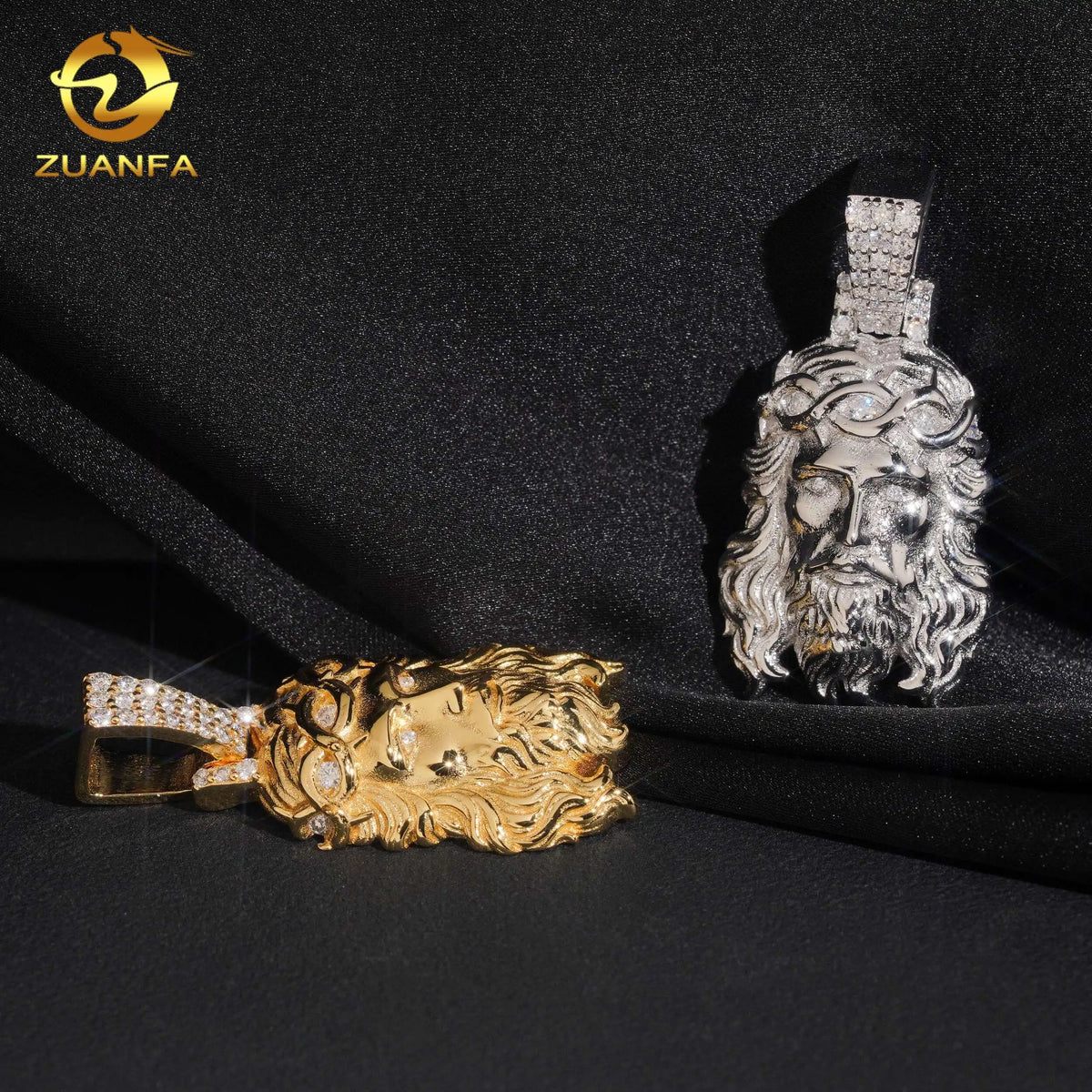 USA Local Stock Fast Shipping Jesus Pendant  925 Silver Moissanite Pass Diamond Test Gold Plated Charms Pendants