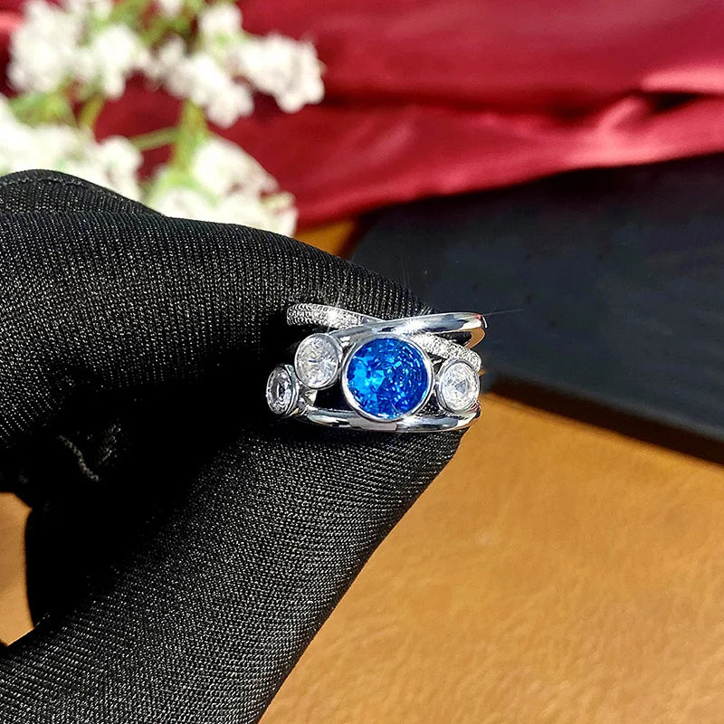 Vintage Creative Hollow Round Intertwined Geometric Statement Open Ring Fashion Jewelry