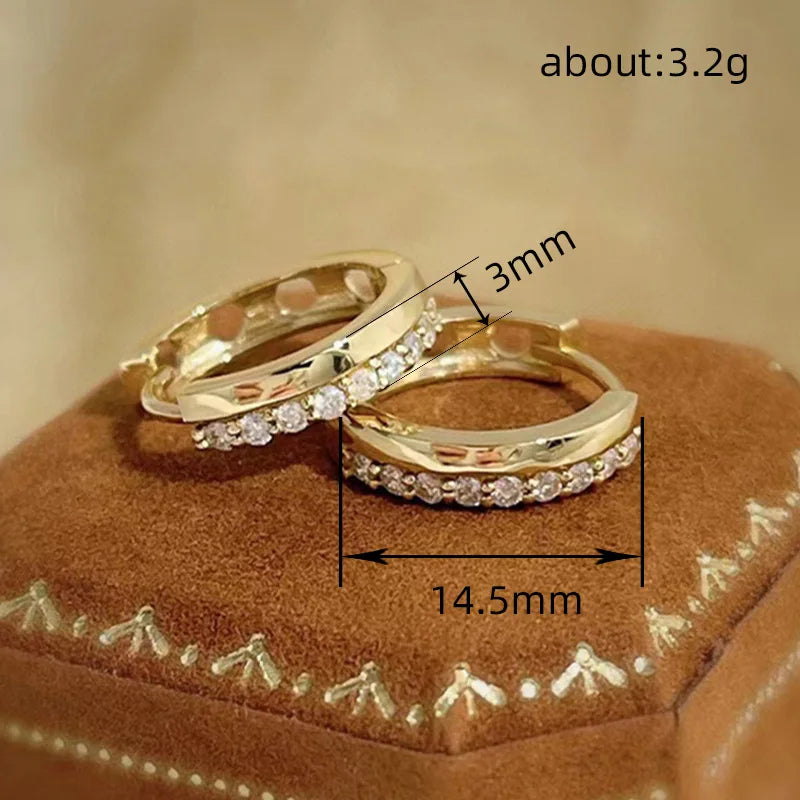 Sparkling Micro Pave Classic Gold Rose Gold Geometry Design Ear Cuff Earrings for Women Delicate Small Versatile Fashion Jewelry