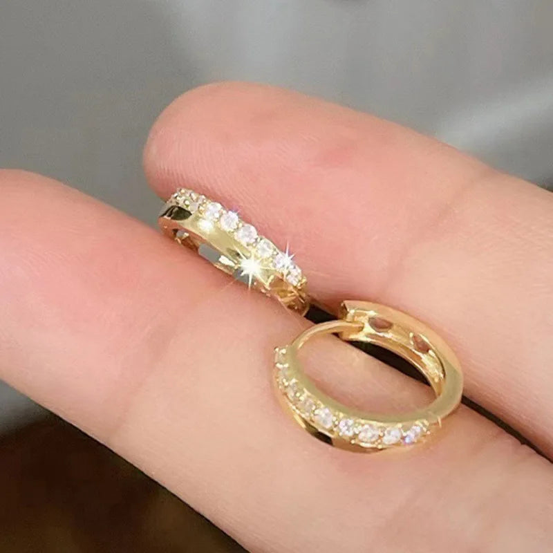 Sparkling Micro Pave Classic Gold Rose Gold Geometry Design Ear Cuff Earrings for Women Delicate Small Versatile Fashion Jewelry