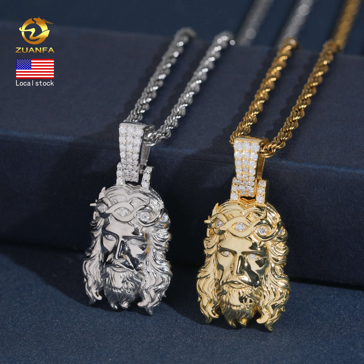 USA Local Stock Fast Shipping Jesus Pendant  925 Silver Moissanite Pass Diamond Test Gold Plated Charms Pendants