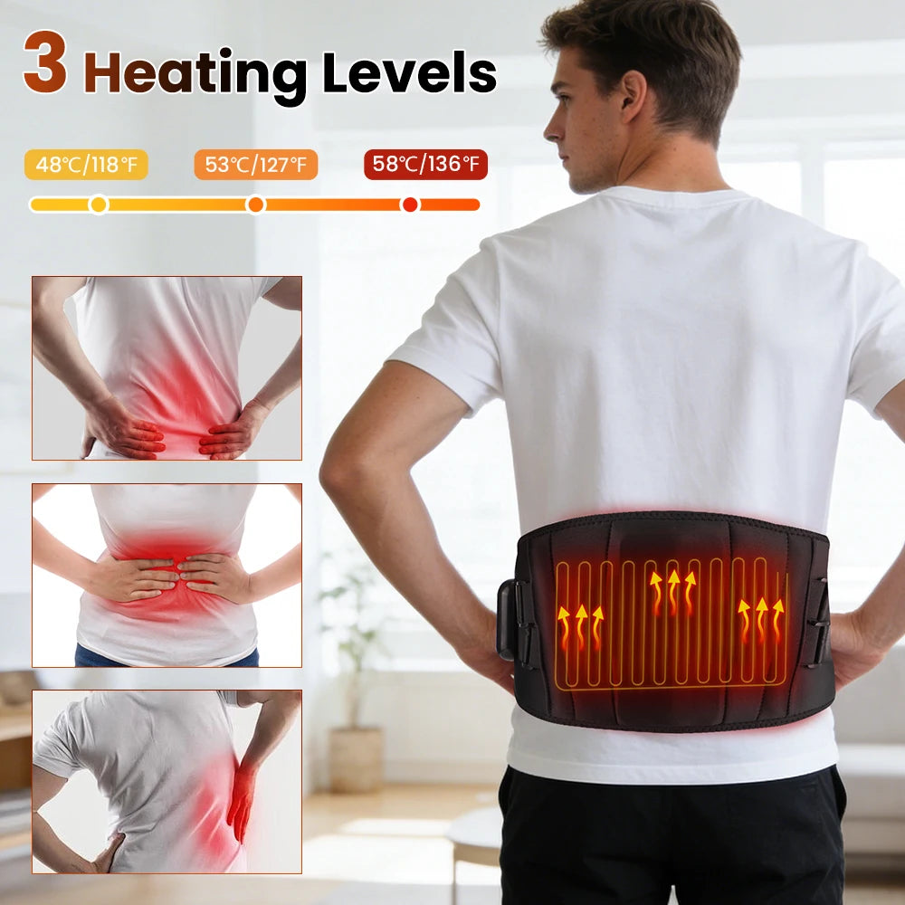 Cordless Red Light Heating Massage Waist Belt Back Support Lumbar Protector Electric Vibration Massager Waist Relieve Pressure