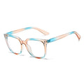 Trendy Women's Eyeglass with Frame Square Rainbow Colorful Prescription 0 Diopter Grade Glasses Female Plastic Anti Blue Eyewear