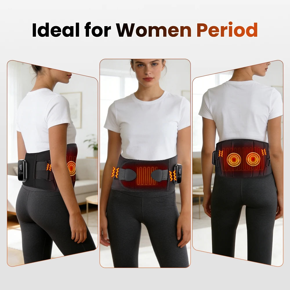 Cordless Red Light Heating Massage Waist Belt Back Support Lumbar Protector Electric Vibration Massager Waist Relieve Pressure