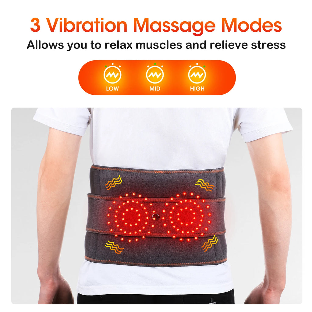 Cordless Red Light Heating Massage Waist Belt Back Support Lumbar Protector Electric Vibration Massager Waist Relieve Pressure