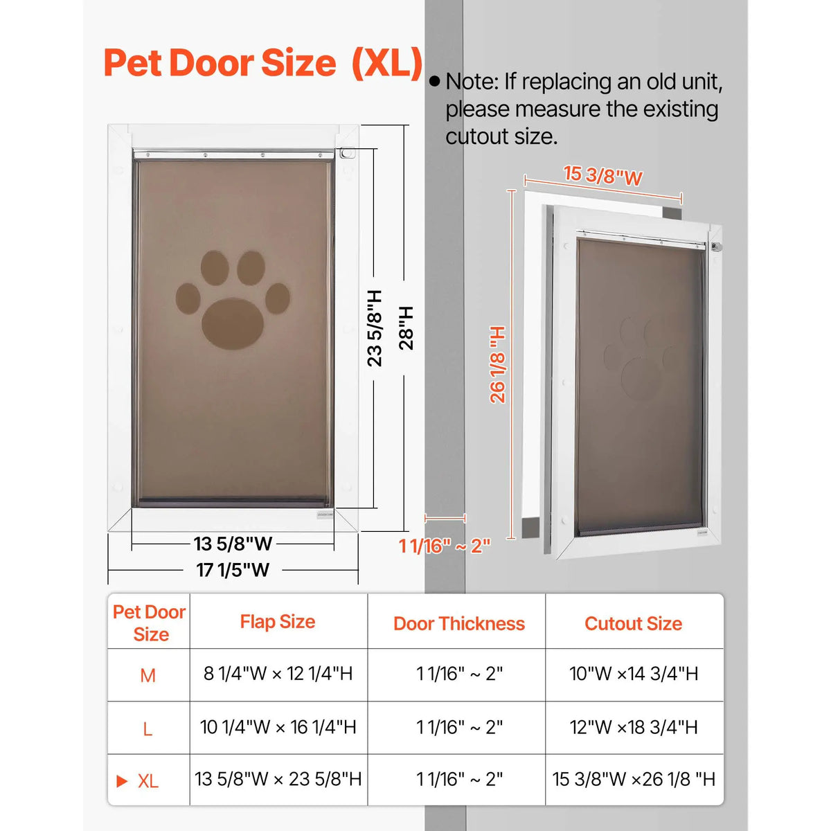 X Large Pet Door Classic Style with Double Magnetic Flaps Strong Weatherproof Metal Frame for Interior and Exterior Dog Doors