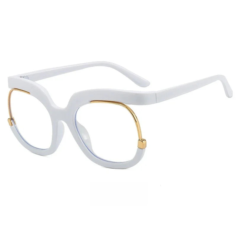New Fashion Half Frame Round Reading Glasses Women Luxury Brand Designer Rainbow Eyeglasses Popular Colorful Blue Light Glasses