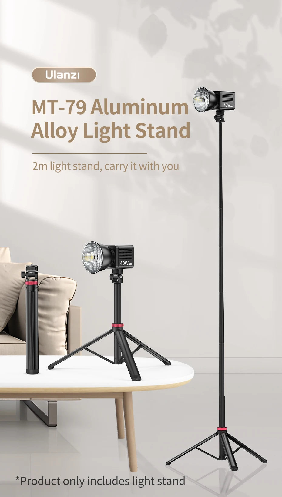 Ulanzi MT-79 Extendable Tripod with 1/4'' Screw for DSLR Camera Smartphone Fill Light Microphone Tripod