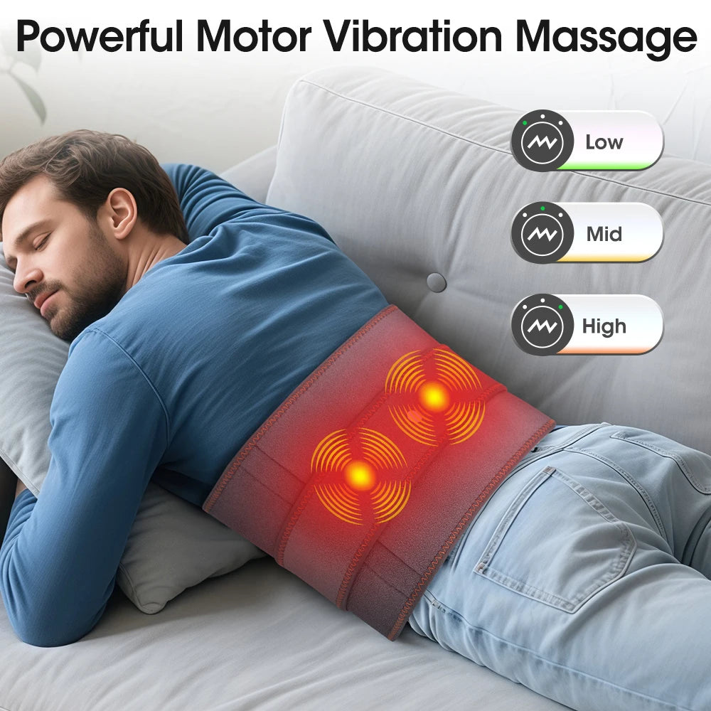Cordless Red Light Heating Massage Waist Belt Back Support Lumbar Protector Electric Vibration Massager Waist Relieve Pressure