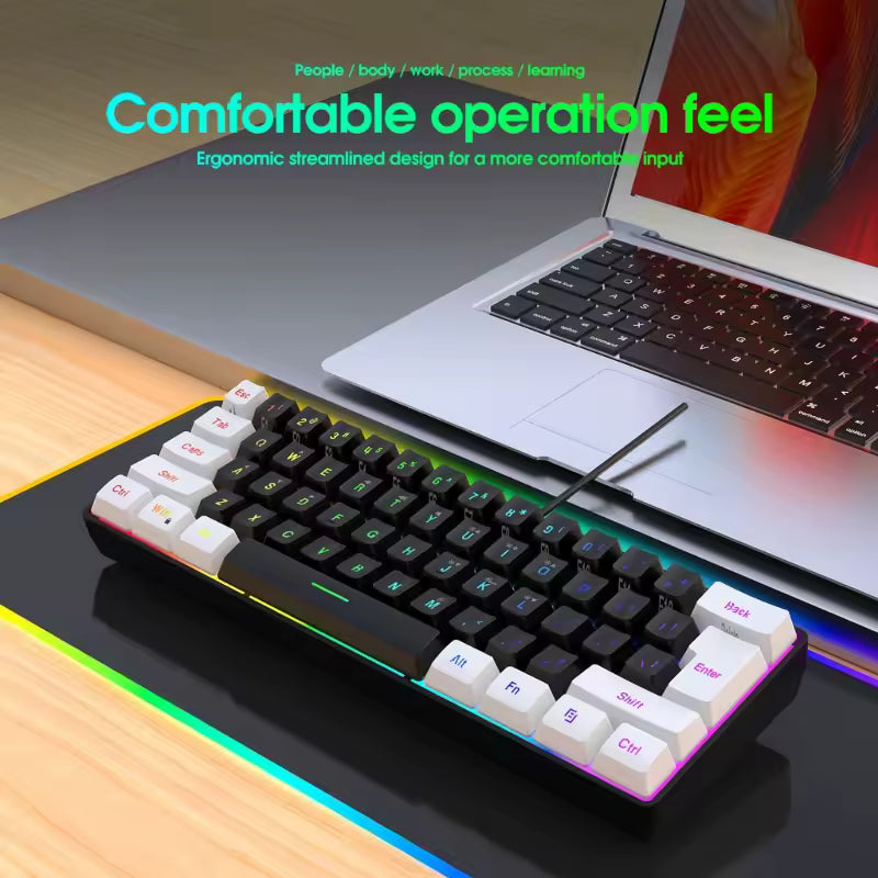 61-Key Compact Wired Gaming Keyboard (USB Plug and Play)