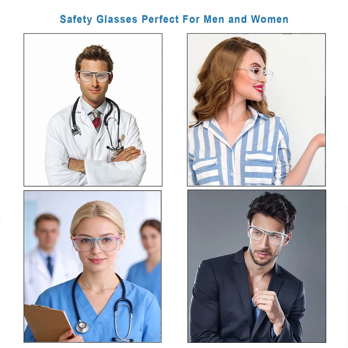 Goggles Stylish Safety Glasses, ANSI Z87+ Anti Fog Safety Goggles Blue Light Blocking Protective Eyewear for Nurses HM9