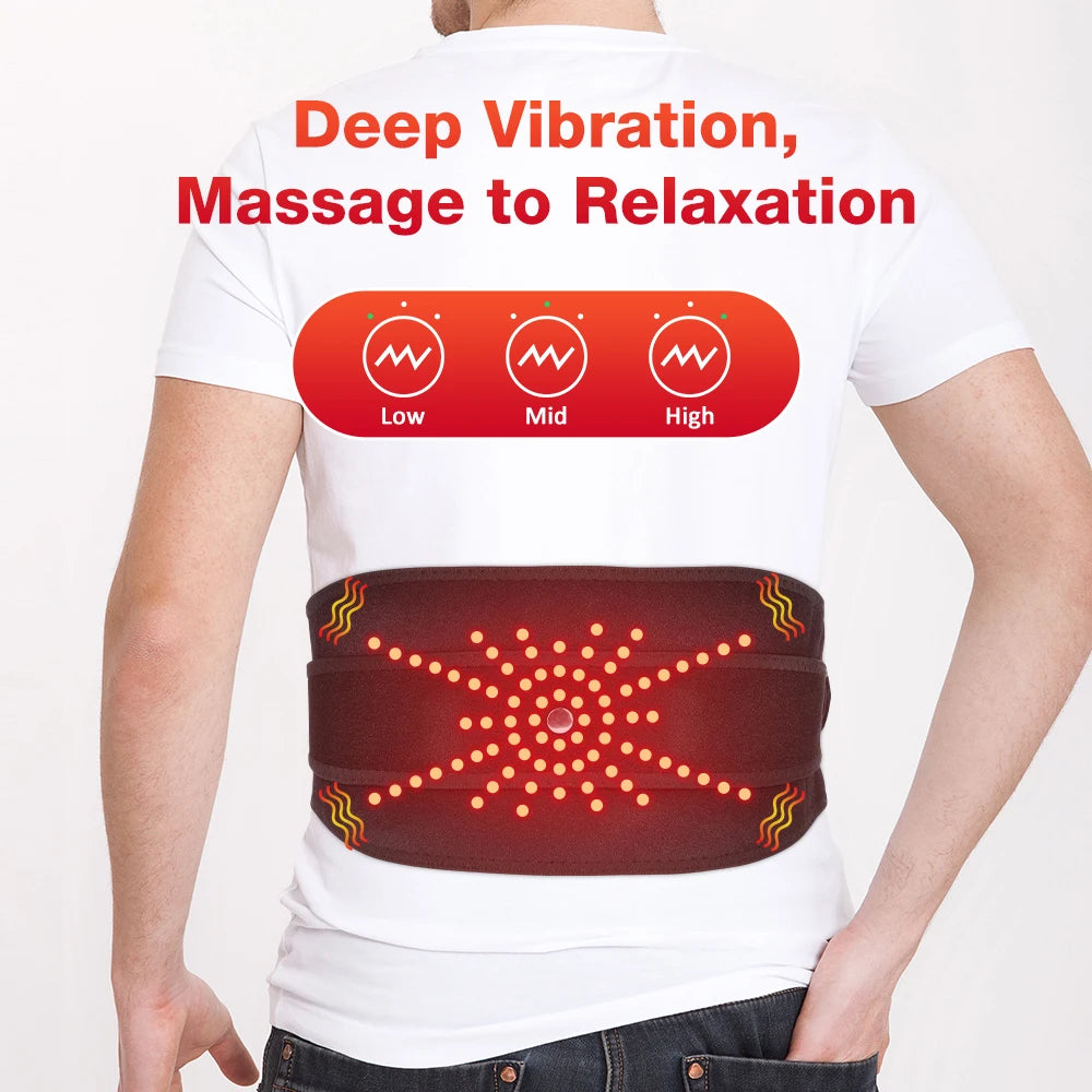 Cordless Red Light Heating Massage Waist Belt Back Support Lumbar Protector Electric Vibration Massager Waist Relieve Pressure
