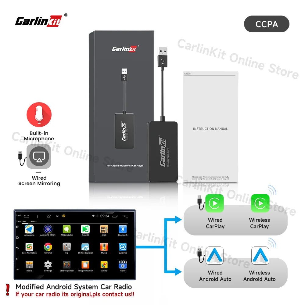 Carlinkit CarPlay Wireless Android Auto Wireless Dongle Screen mirroring for Android System Car Ariplay mirror link USB Wifi Ble