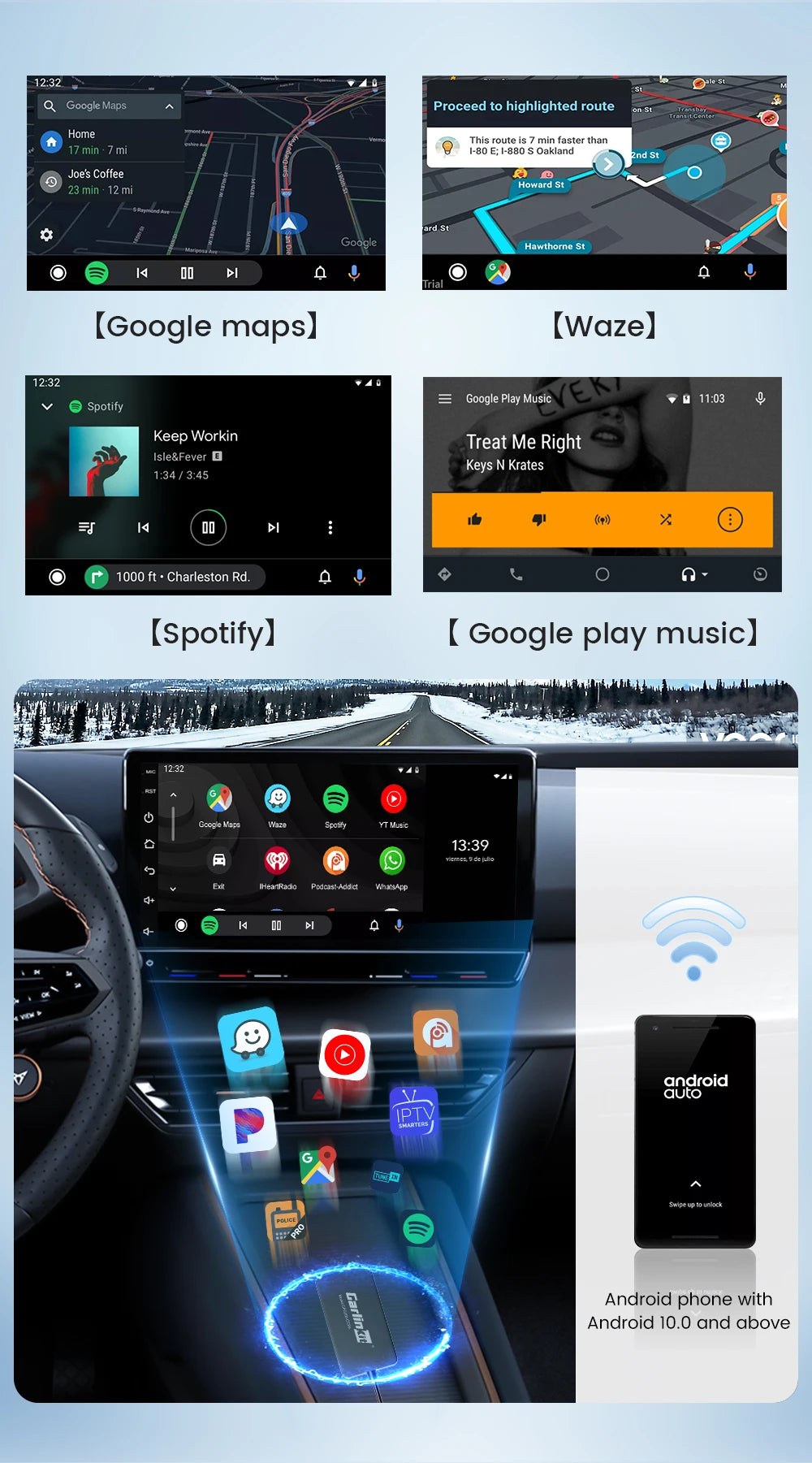 Carlinkit CarPlay Wireless Android Auto Wireless Dongle Screen mirroring for Android System Car Ariplay mirror link USB Wifi Ble
