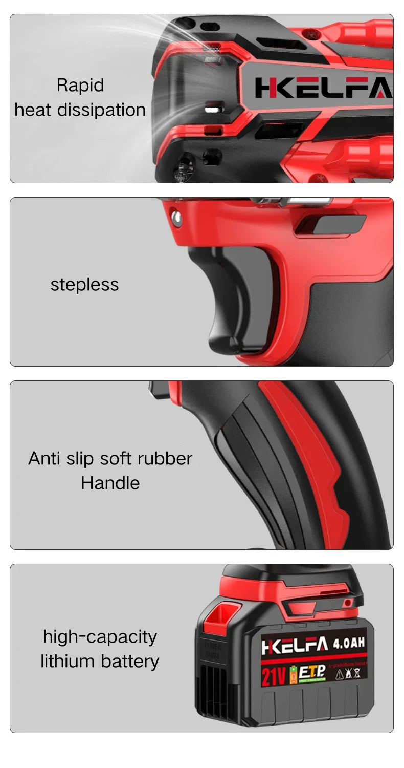 520N.M Brushless Electric Impact Wrench Impact Guns 1/2 Reverse Cordless Electric Wrench for Makita 18V Battery Power Tool