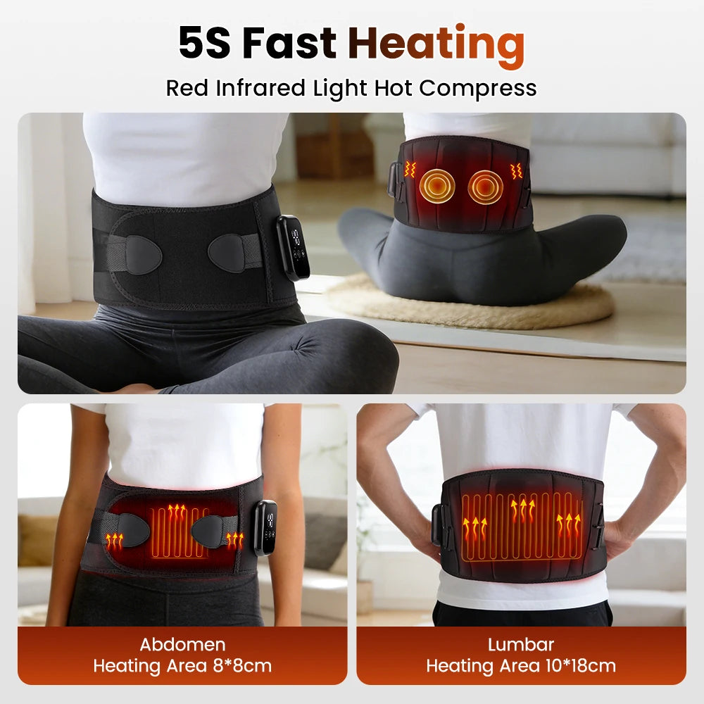 Cordless Red Light Heating Massage Waist Belt Back Support Lumbar Protector Electric Vibration Massager Waist Relieve Pressure