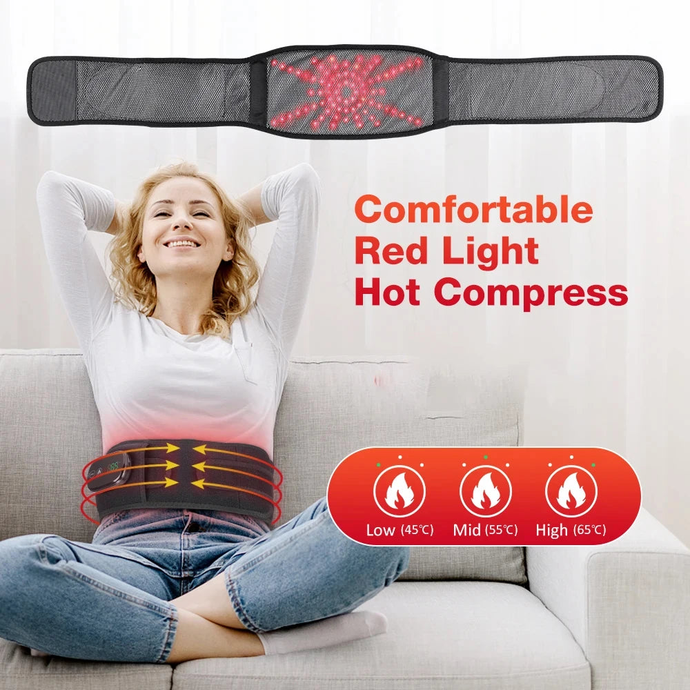 Cordless Red Light Heating Massage Waist Belt Back Support Lumbar Protector Electric Vibration Massager Waist Relieve Pressure