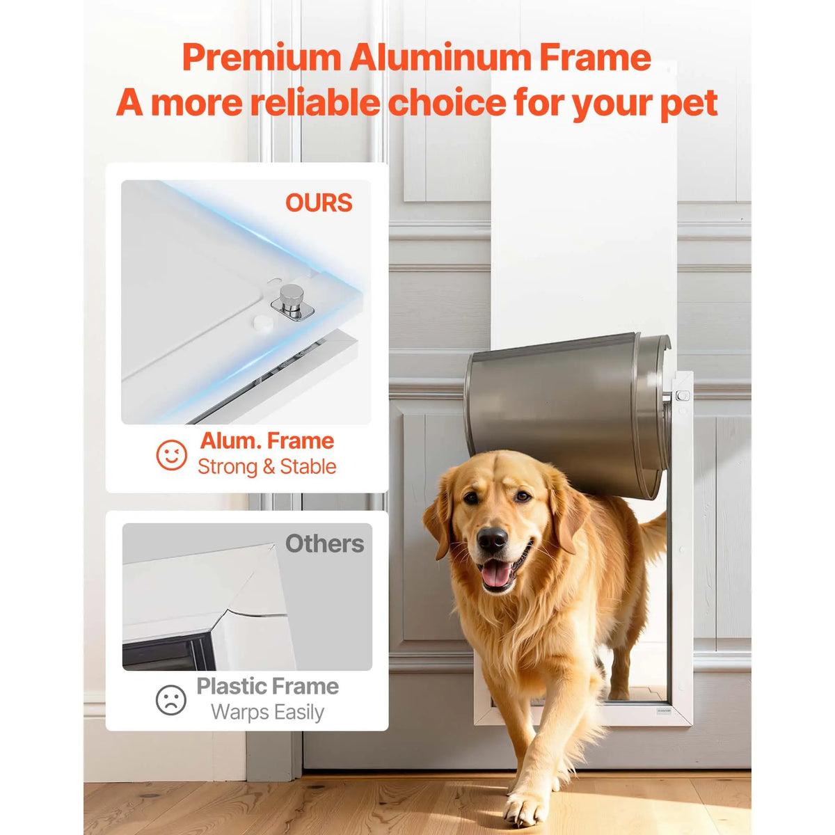 X Large Pet Door Classic Style with Double Magnetic Flaps Strong Weatherproof Metal Frame for Interior and Exterior Dog Doors
