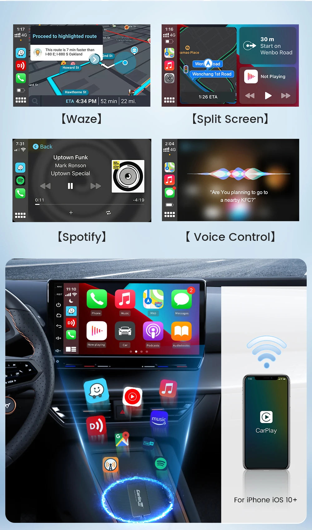 Carlinkit CarPlay Wireless Android Auto Wireless Dongle Screen mirroring for Android System Car Ariplay mirror link USB Wifi Ble