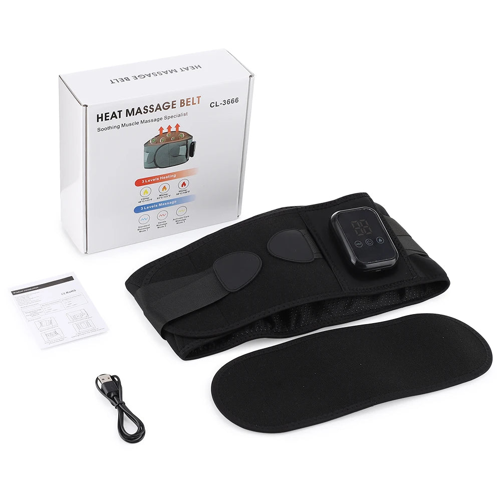Cordless Red Light Heating Massage Waist Belt Back Support Lumbar Protector Electric Vibration Massager Waist Relieve Pressure