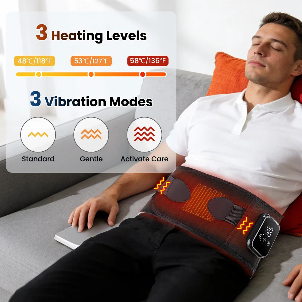 Cordless Red Light Heating Massage Waist Belt Back Support Lumbar Protector Electric Vibration Massager Waist Relieve Pressure