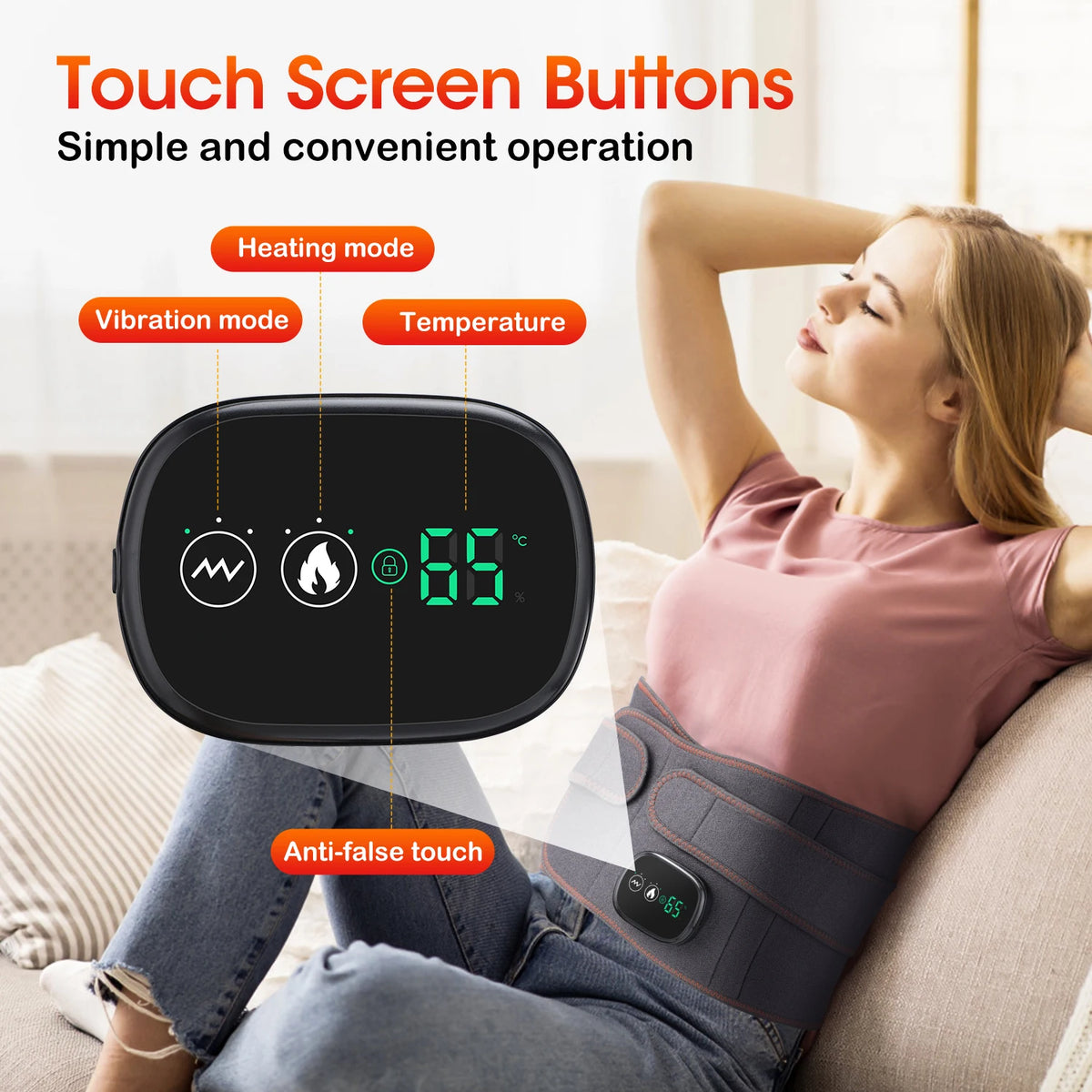 Cordless Red Light Heating Massage Waist Belt Back Support Lumbar Protector Electric Vibration Massager Waist Relieve Pressure