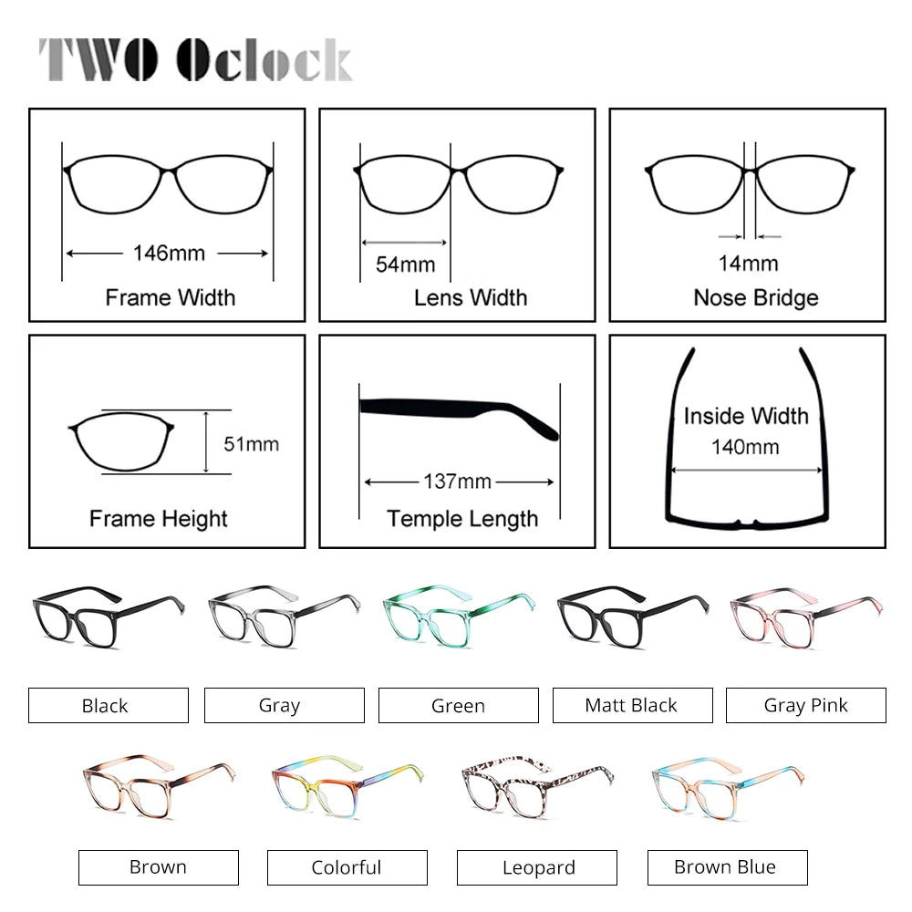 Trendy Women's Eyeglass with Frame Square Rainbow Colorful Prescription 0 Diopter Grade Glasses Female Plastic Anti Blue Eyewear