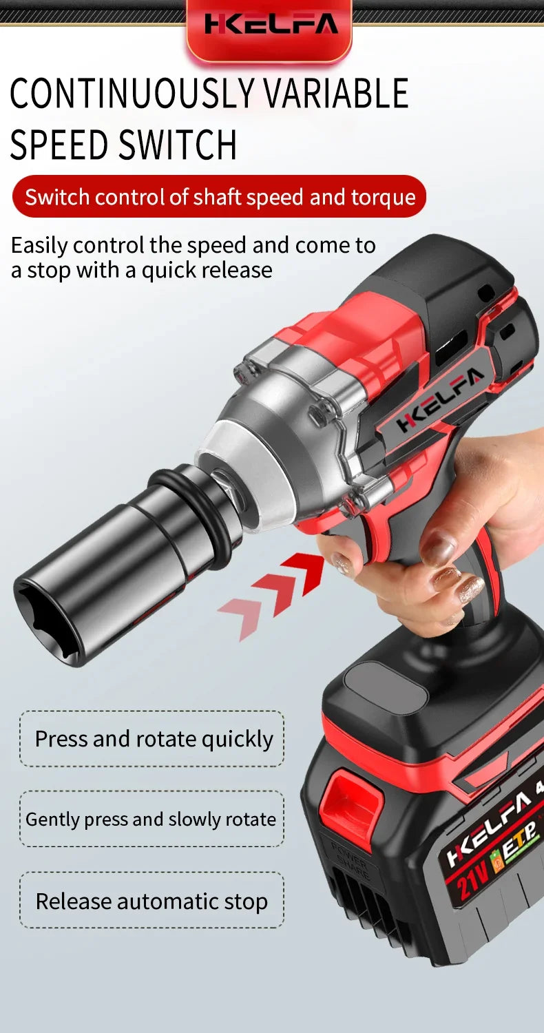 520N.M Brushless Electric Impact Wrench Impact Guns 1/2 Reverse Cordless Electric Wrench for Makita 18V Battery Power Tool