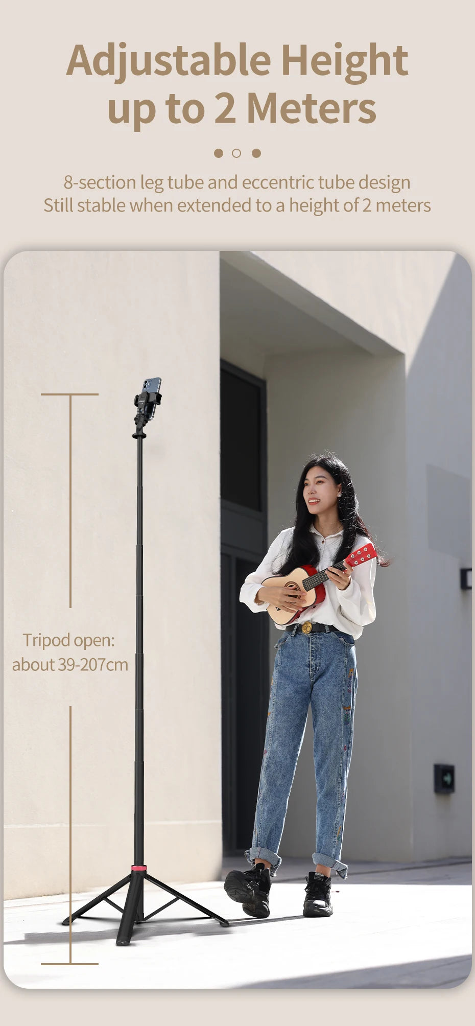 Ulanzi MT-79 Extendable Tripod with 1/4'' Screw for DSLR Camera Smartphone Fill Light Microphone Tripod