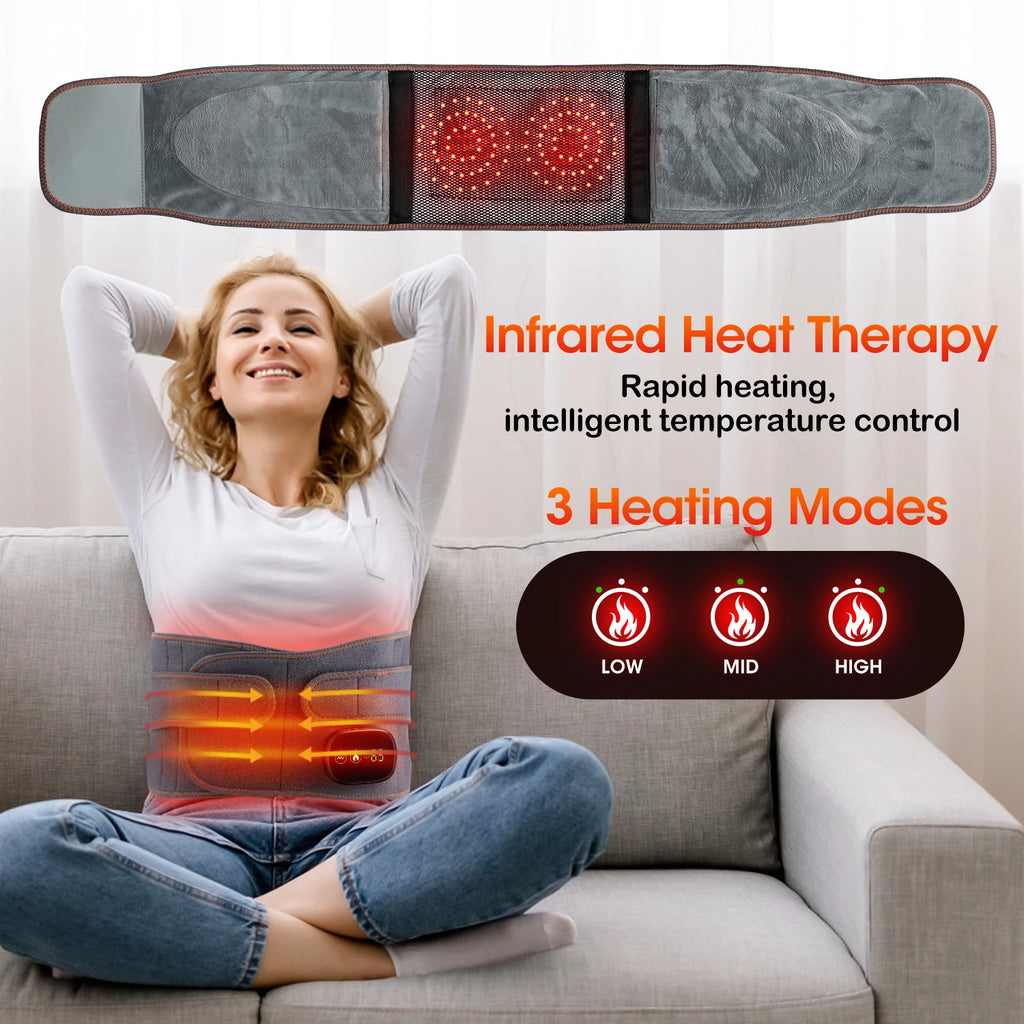 Cordless Red Light Heating Massage Waist Belt Back Support Lumbar Protector Electric Vibration Massager Waist Relieve Pressure