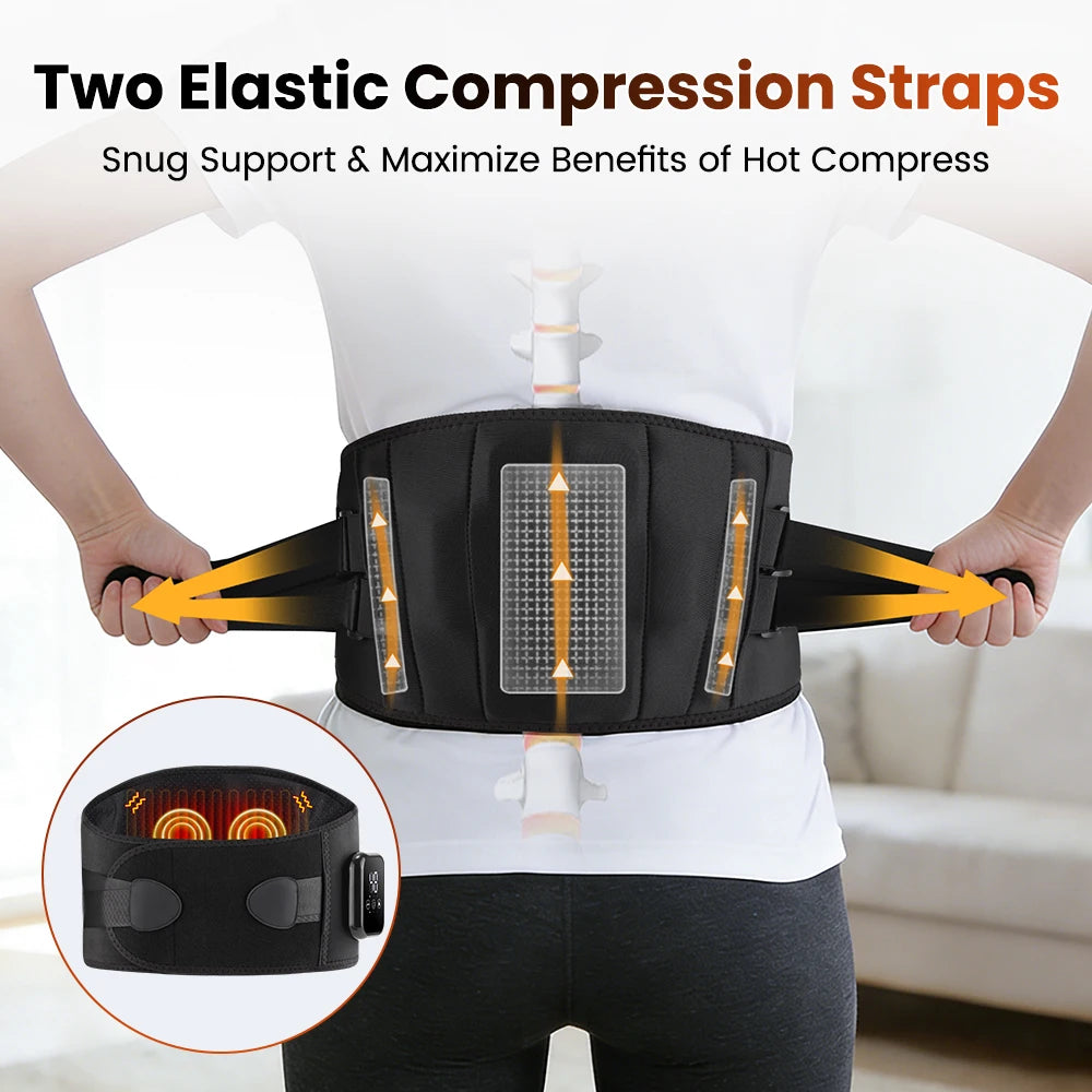 Cordless Red Light Heating Massage Waist Belt Back Support Lumbar Protector Electric Vibration Massager Waist Relieve Pressure