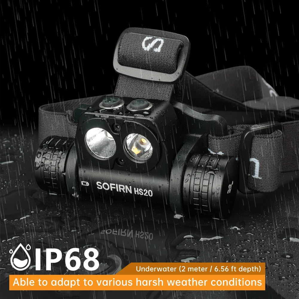 SOFIRN HS20 XHP50.2 LED Headlamp 2700lm Rechargeable USB C Flashlight Powerful Head Lamp Floodlight & Spotlight
