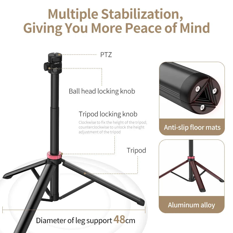 Ulanzi MT-79 Extendable Tripod with 1/4'' Screw for DSLR Camera Smartphone Fill Light Microphone Tripod