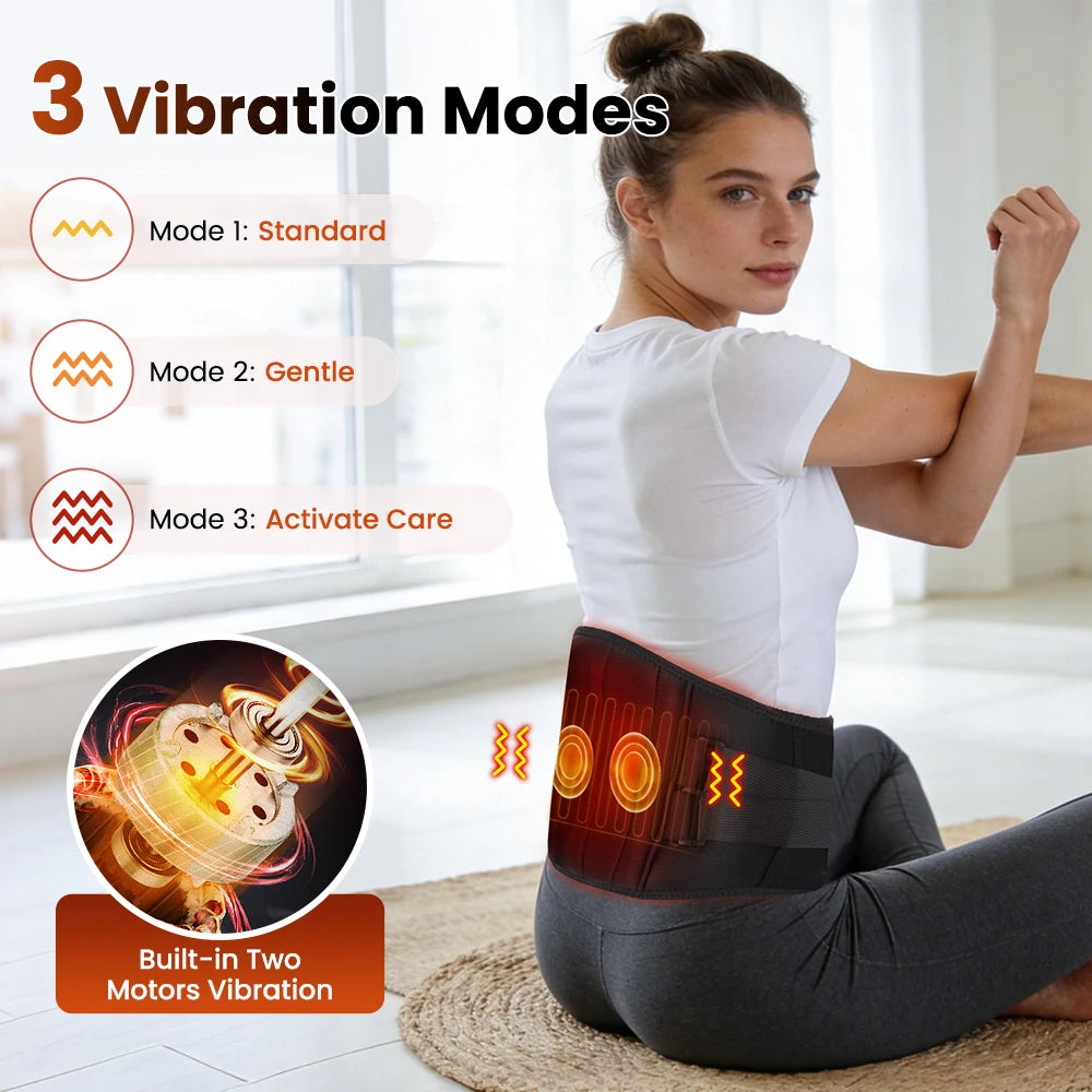 Cordless Red Light Heating Massage Waist Belt Back Support Lumbar Protector Electric Vibration Massager Waist Relieve Pressure