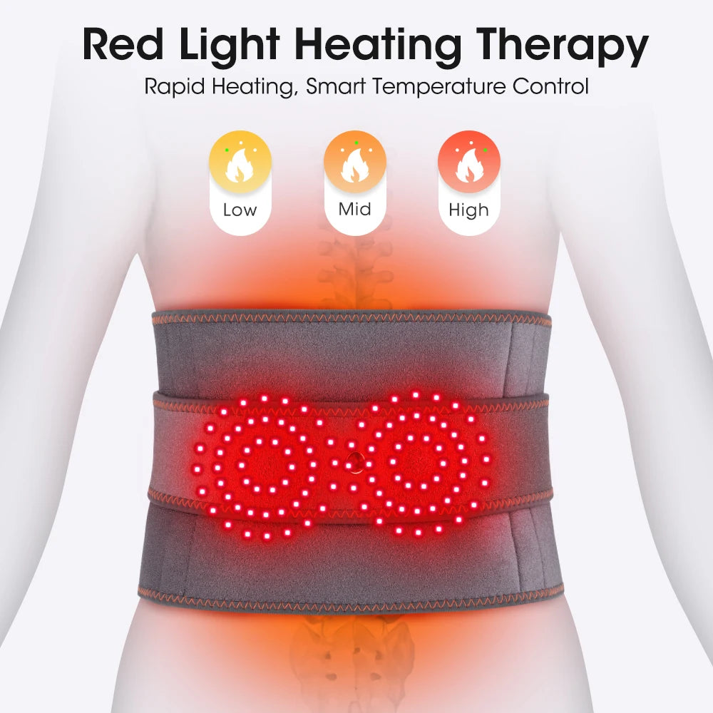Cordless Red Light Heating Massage Waist Belt Back Support Lumbar Protector Electric Vibration Massager Waist Relieve Pressure