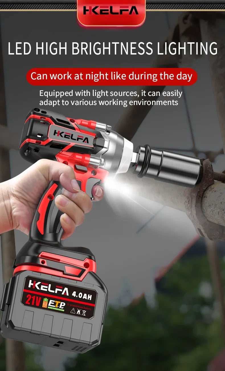 520N.M Brushless Electric Impact Wrench Impact Guns 1/2 Reverse Cordless Electric Wrench for Makita 18V Battery Power Tool