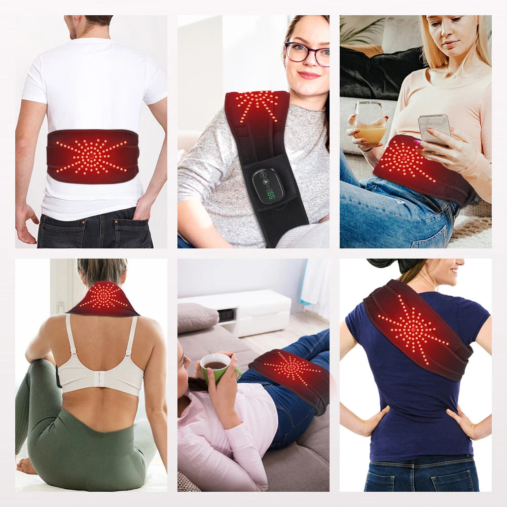 Cordless Red Light Heating Massage Waist Belt Back Support Lumbar Protector Electric Vibration Massager Waist Relieve Pressure