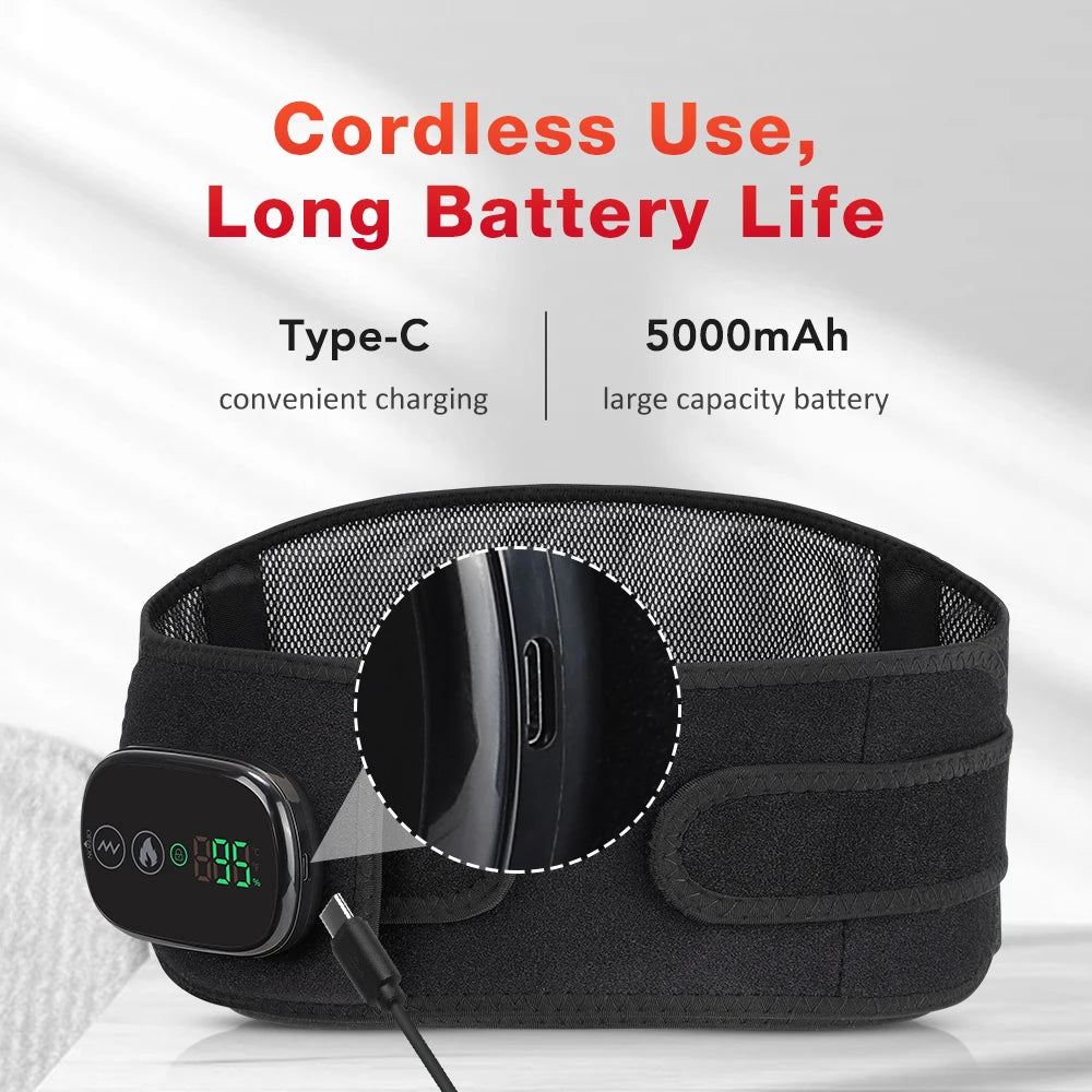 Cordless Red Light Heating Massage Waist Belt Back Support Lumbar Protector Electric Vibration Massager Waist Relieve Pressure
