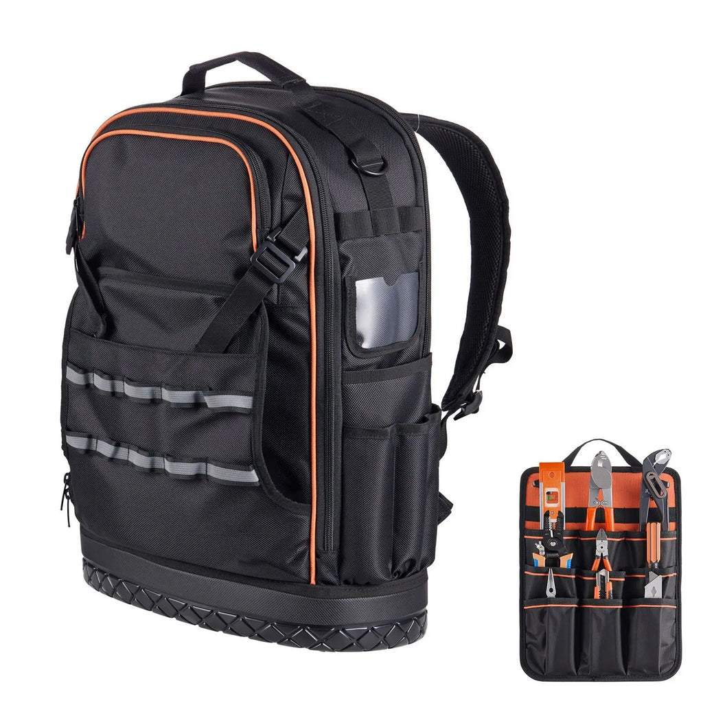 Heavy Duty PVC Tool Backpack with 65 Pockets Electrician JO Work Bags Organizer Molded Base Laptop Compartment OEM Customizable